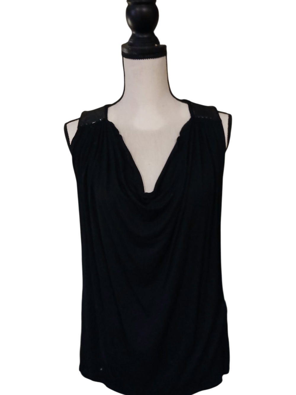 LaRok Black Sleeveless Drape Neck Camisole
